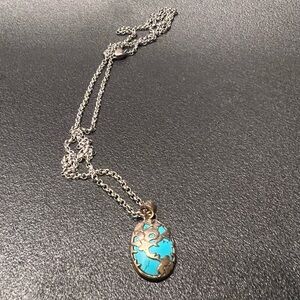 Clocks & Colours Silver and Turquoise Pendant Necklace